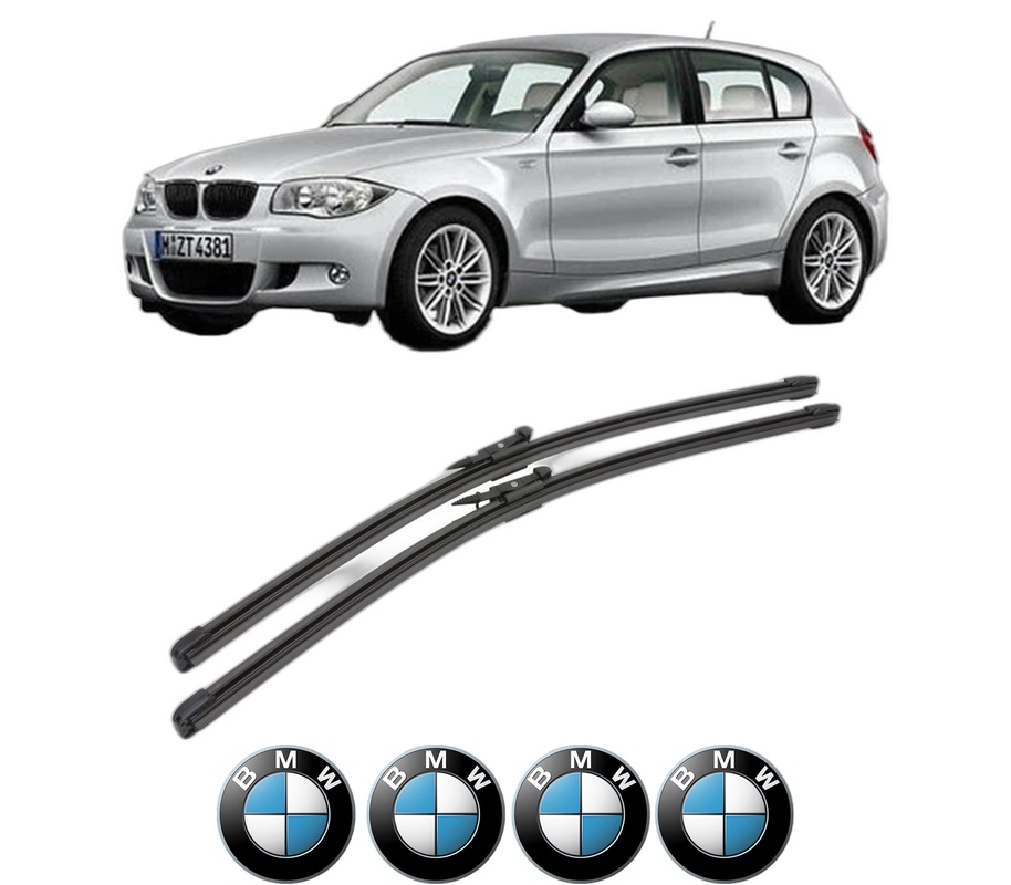 Set stergatoare auto BMW Seria 1 (E81) din 2006-2012, pentru parbriz auto, 2 bucati, Valeo Silencio Xtrm, din cauciuc siliconat rezistent, 4 Stickere Auto BMW Seria