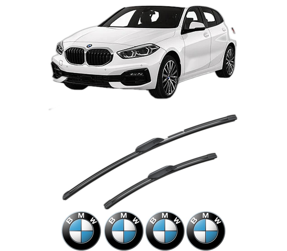 Set stergatoare auto BMW Seria 1 (F40) din 2019-2020, pentru parbriz auto, 2 bucati, Bosch 0, din cauciuc siliconat rezistent, 4 Stickere Auto BMW Seria