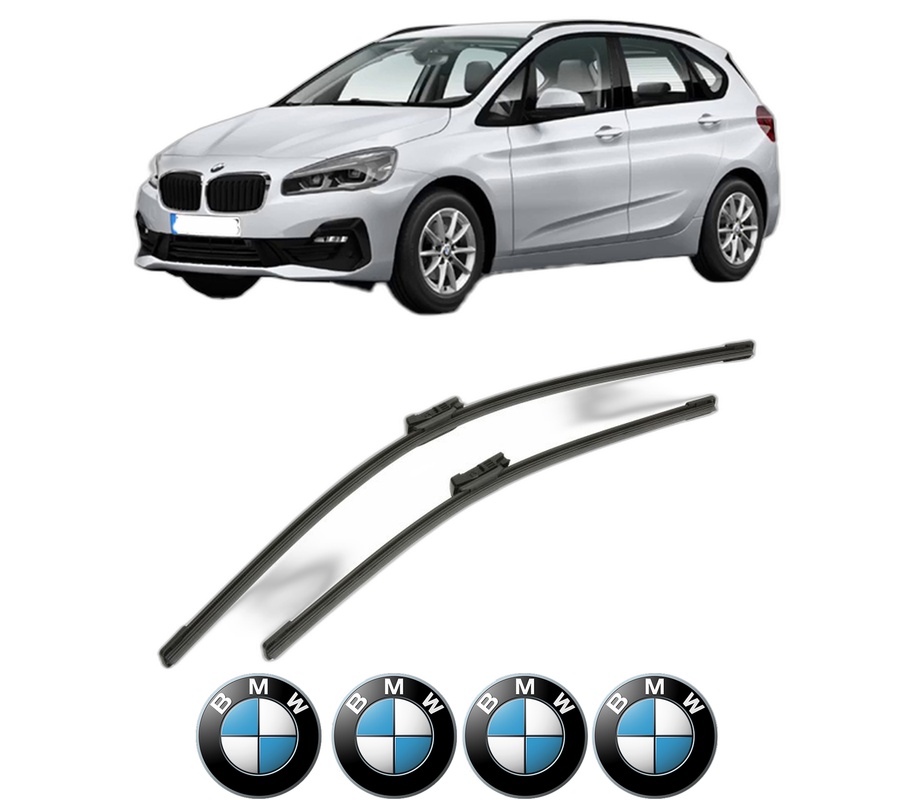 Set stergatoare auto BMW Seria 2 Active Tourer (F45) din 2013-2021, pentru parbriz auto, 2 bucati, Bosch Aerotwin, din cauciuc siliconat rezistent, 4 Stickere Auto BMW Seria