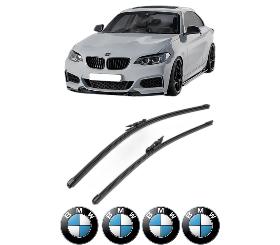 Set stergatoare auto BMW Seria 2 Coupe (F22, F87) din 2012-2021, pentru parbriz auto, 2 bucati, Valeo Silencio Xtrm, din cauciuc siliconat rezistent, 4 Stickere Auto BMW Seria