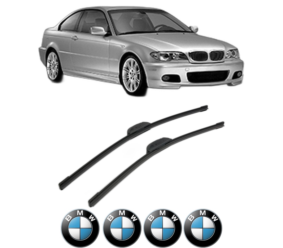 Set stergatoare auto BMW Seria 3 Coupe (E46) din 1998-2004, pentru parbriz auto, 2 bucati, Bosch Aerotwin Retrofit, din cauciuc siliconat rezistent, 4 Stickere Auto BMW Seria