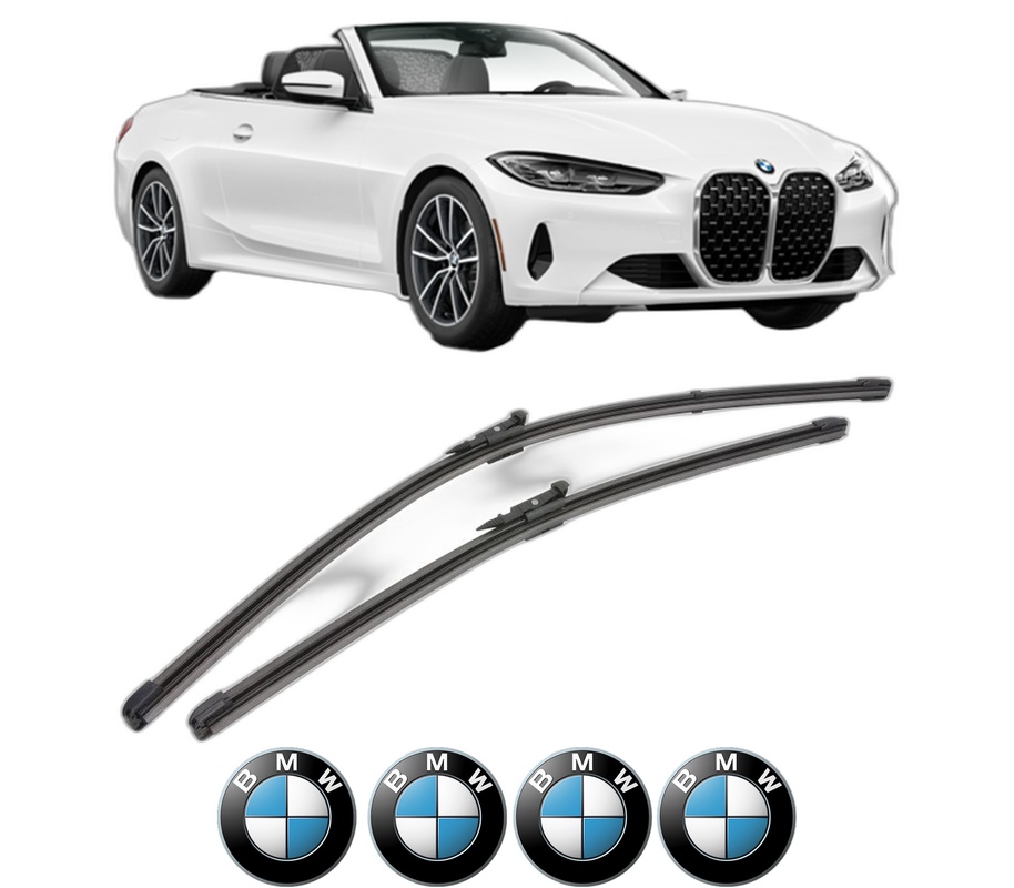Set stergatoare auto BMW Seria 4 Convertible (G23, G83) din 2020-2024, pentru parbriz auto, 2 bucati, Valeo Silencio Xtrm, din cauciuc siliconat rezistent, 4 Stickere Auto BMW Seria