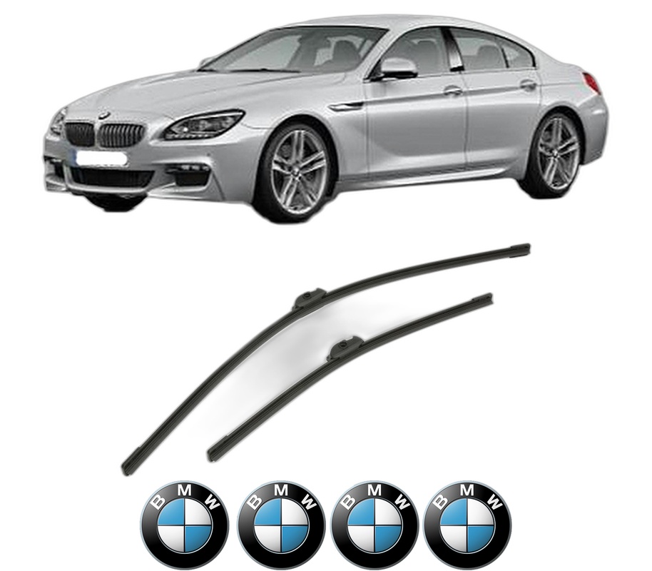 Set stergatoare auto BMW Seria 6 Gran Coupe (F06) din 2012-2018, pentru parbriz auto, 2 bucati, Bosch Aerotwin, din cauciuc siliconat rezistent, 4 Stickere Auto BMW Seria