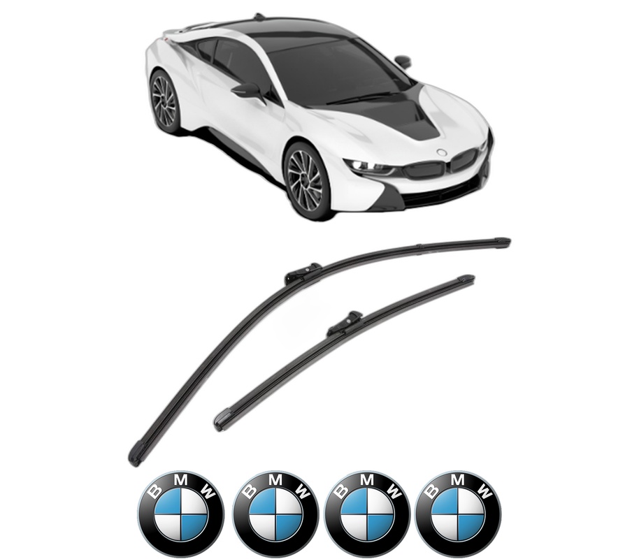Set stergatoare auto BMW Seria 8 Convertible (G14, F91) din 2018-2020, pentru parbriz auto, 2 bucati, Valeo Silencio Xtrm, din cauciuc siliconat rezistent, 4 Stickere Auto BMW Seria