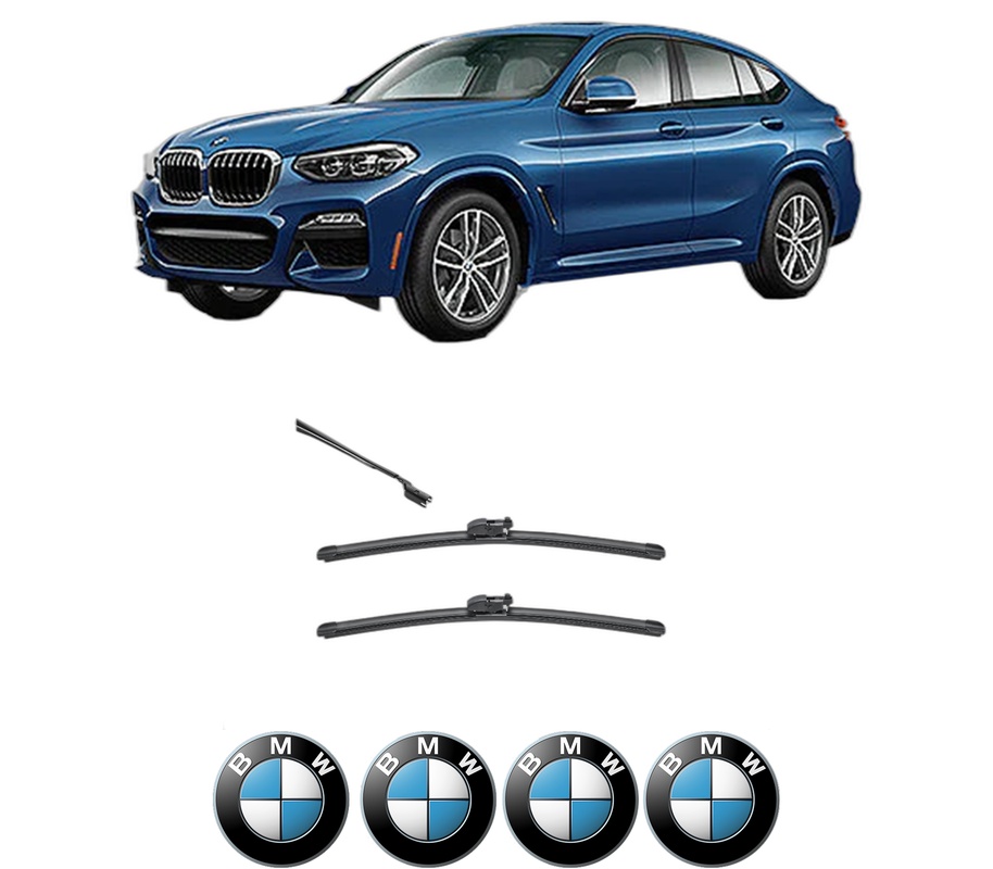 Set stergatoare auto BMW Seria X4 (G02, F98) din 2018-2021, pentru parbriz auto, 2 bucati, Valeo Silencio, din cauciuc siliconat rezistent, 4 Stickere Auto BMW Seria