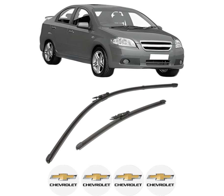 Set stergatoare auto CHEVROLET AVEO / KALOS Hatchback (T250, T255) din 2006-2012, pentru parbriz auto, 2 bucati, Valeo Silencio Xtrm, din cauciuc siliconat rezistent, 4 Stickere Auto CHEVROLET