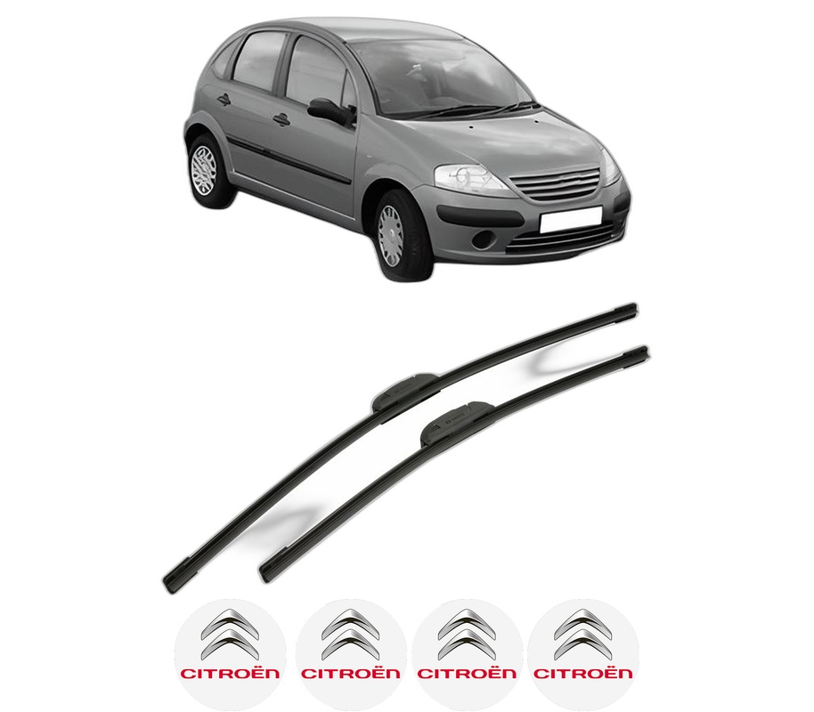 Set stergatoare auto CITROEN C3 I (FC_, FN_) din 2002-2012, pentru parbriz auto, 2 bucati, Bosch Aerotwin Retrofit, din cauciuc siliconat rezistent, 4 Stickere Auto CITROEN