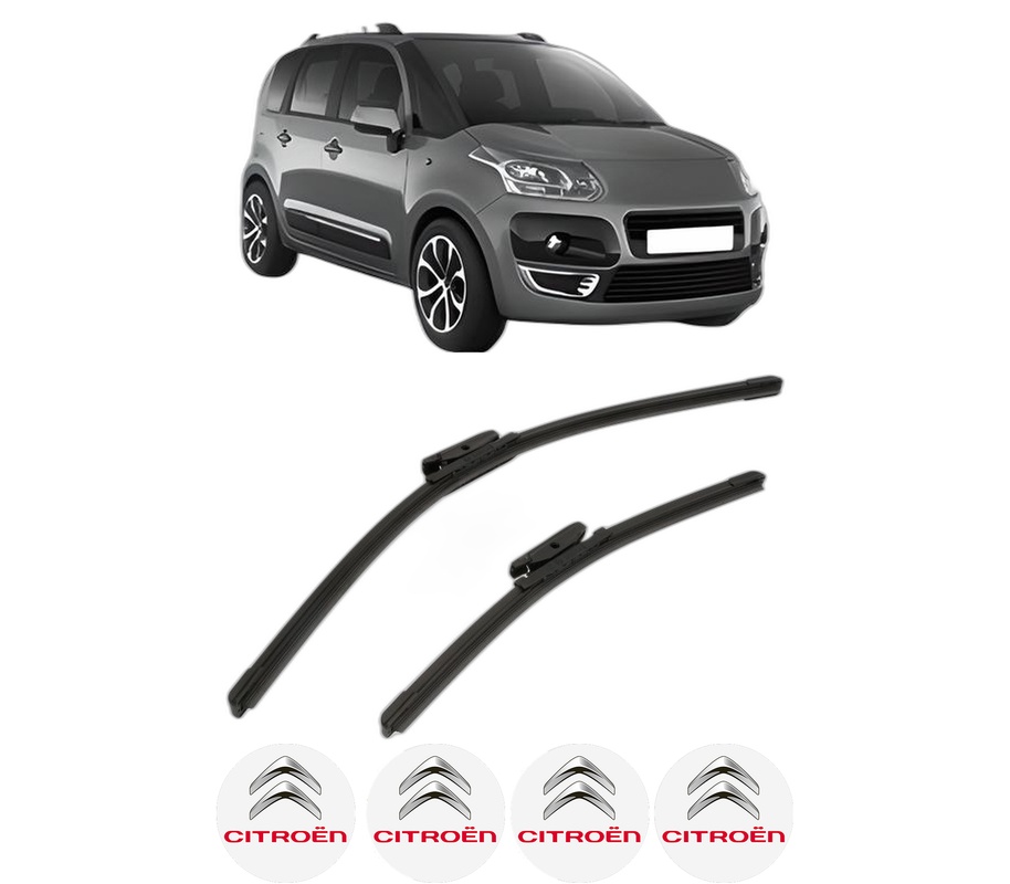 Set stergatoare auto CITROEN C3 PICASSO (SH_) din 2008-2017, pentru parbriz auto, 2 bucati, Bosch Aerotwin, din cauciuc siliconat rezistent, 4 Stickere Auto CITROEN