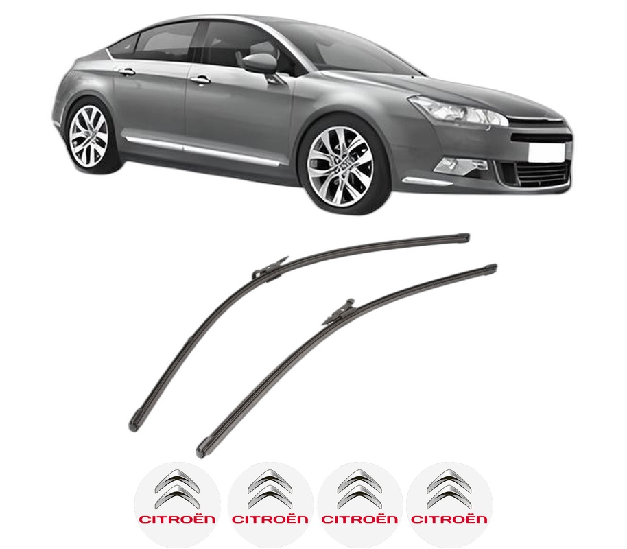 Set stergatoare auto CITROEN C5 III (RD_) din 2008-2017, pentru parbriz auto, 2 bucati, Valeo Silencio Xtrm, din cauciuc siliconat rezistent, 4 Stickere Auto CITROEN