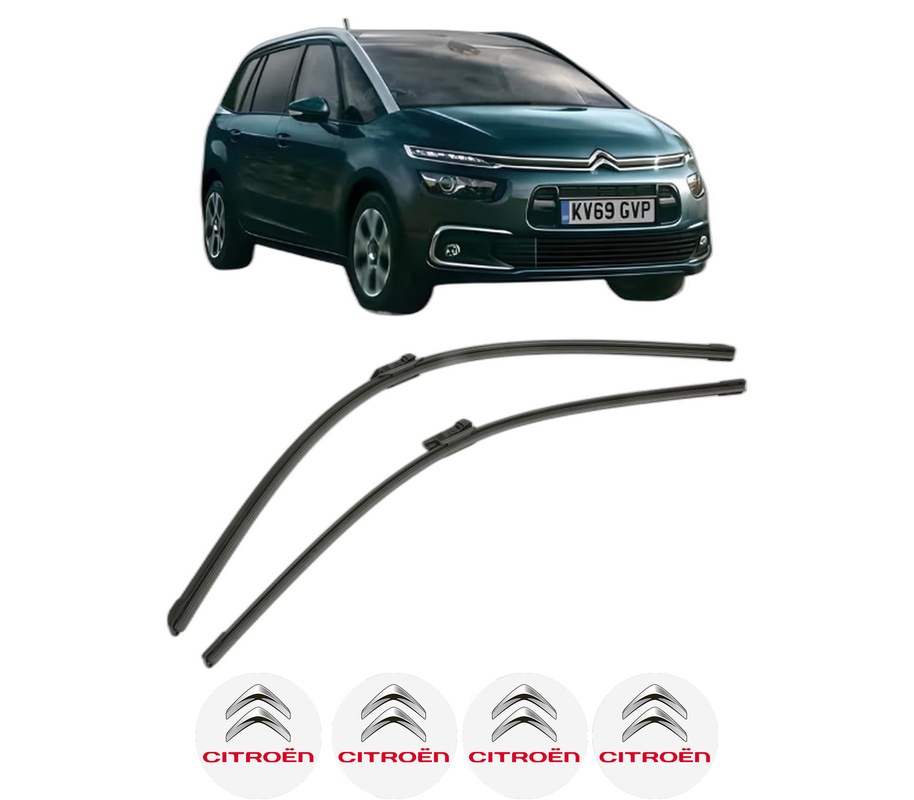 Set stergatoare auto CITROEN GRAND C4 SPACETOURER Van (3A_, 3E_) din 2019, pentru parbriz auto, 2 bucati, Bosch Aerotwin, din cauciuc siliconat rezistent, 4 Stickere Auto CITROEN
