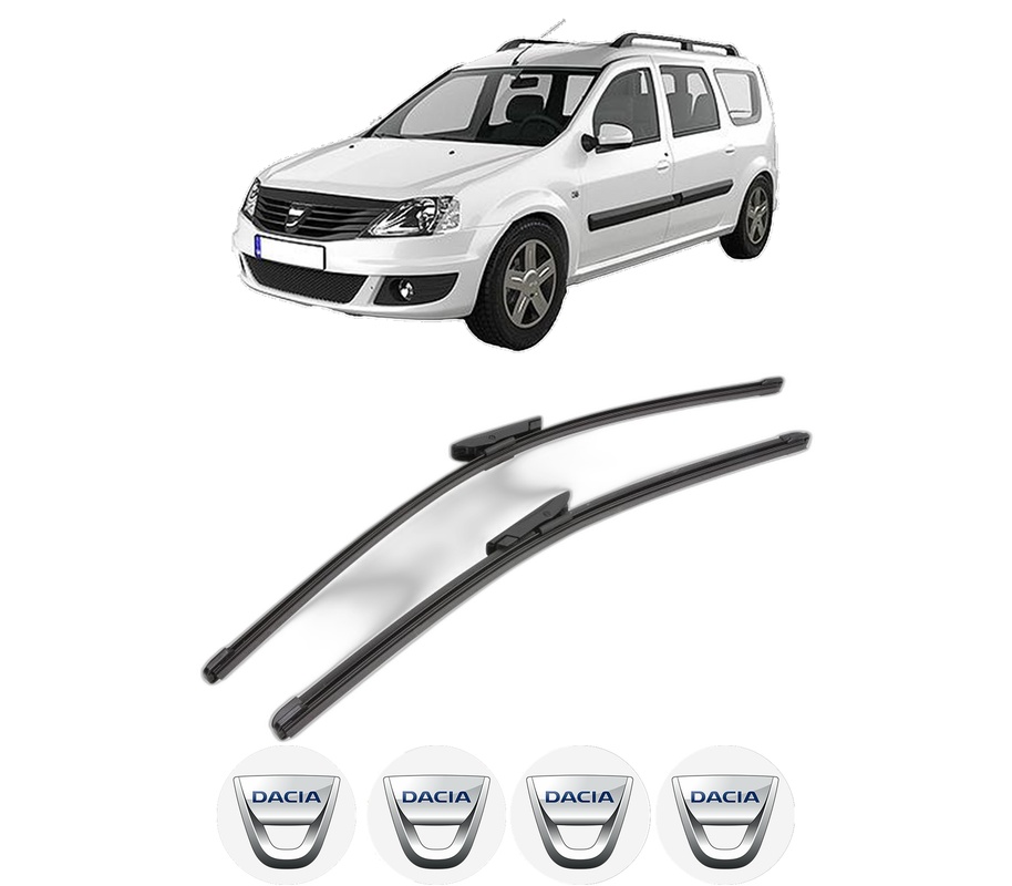 Set stergatoare auto DACIA LOGAN MCV II din 2013-2019, pentru parbriz auto, 2 bucati, Valeo Silencio Xtrm, din cauciuc siliconat rezistent, 4 Stickere Auto DACIA