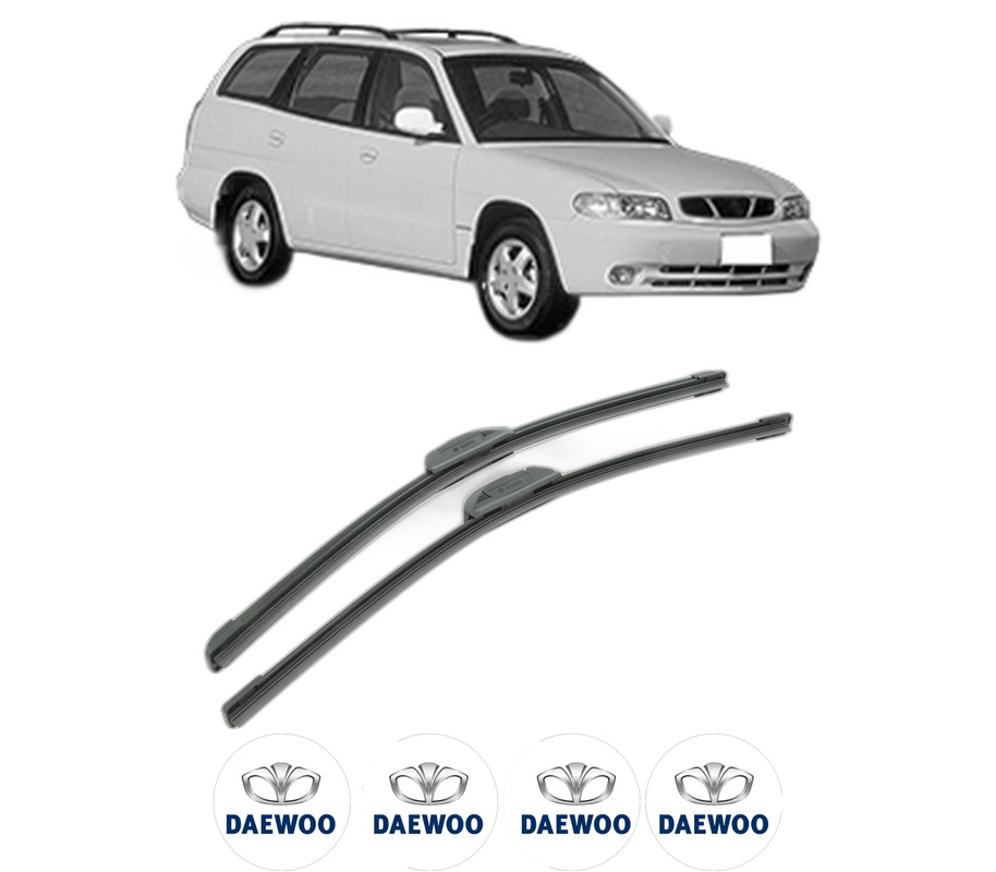 Set stergatoare auto DAEWOO NUBIRA (J100) din 1997-1999, pentru parbriz auto, 2 bucati, Bosch Aerotwin Retrofit, din cauciuc siliconat rezistent, 4 Stickere Auto DAEWOO