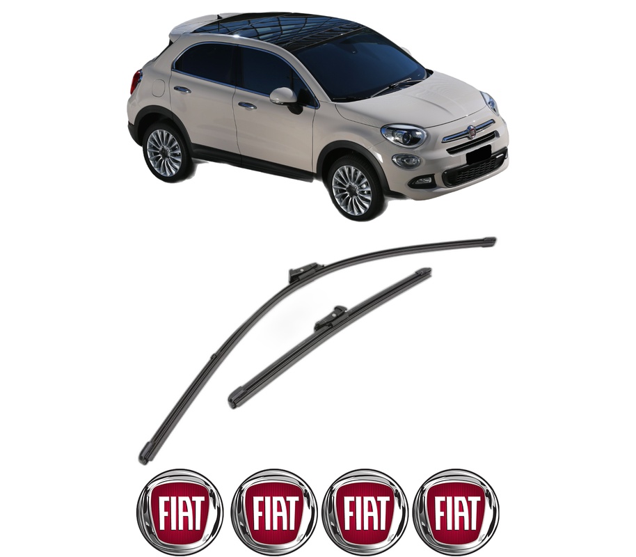 Set stergatoare auto FIAT 500X (334_) din 2014-2022, pentru parbriz auto, 2 bucati, Valeo Silencio Xtrm, din cauciuc siliconat rezistent, 4 Stickere Auto FIAT