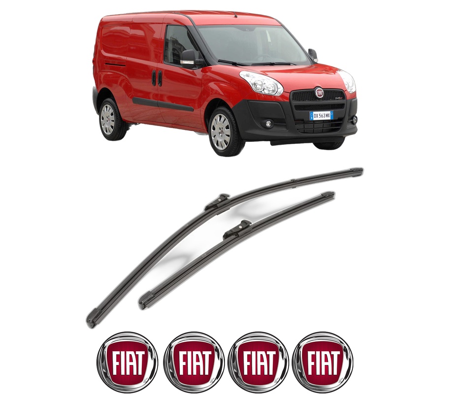 Set stergatoare auto FIAT DOBLO Cargo (263_) din 2010-2023, pentru parbriz auto, 2 bucati, Valeo Silencio Xtrm, din cauciuc siliconat rezistent, 4 Stickere Auto FIAT