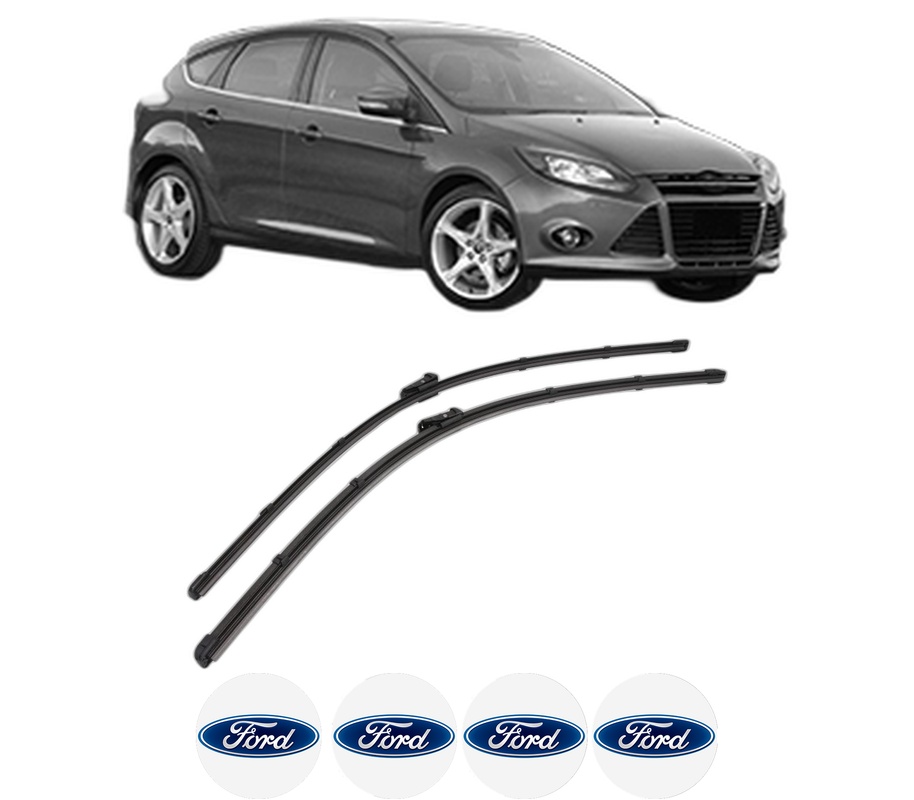 Set stergatoare auto FORD FOCUS III din 2010-2020, pentru parbriz auto, 2 bucati, Valeo Silencio, din cauciuc siliconat rezistent, 4 Stickere Auto FORD