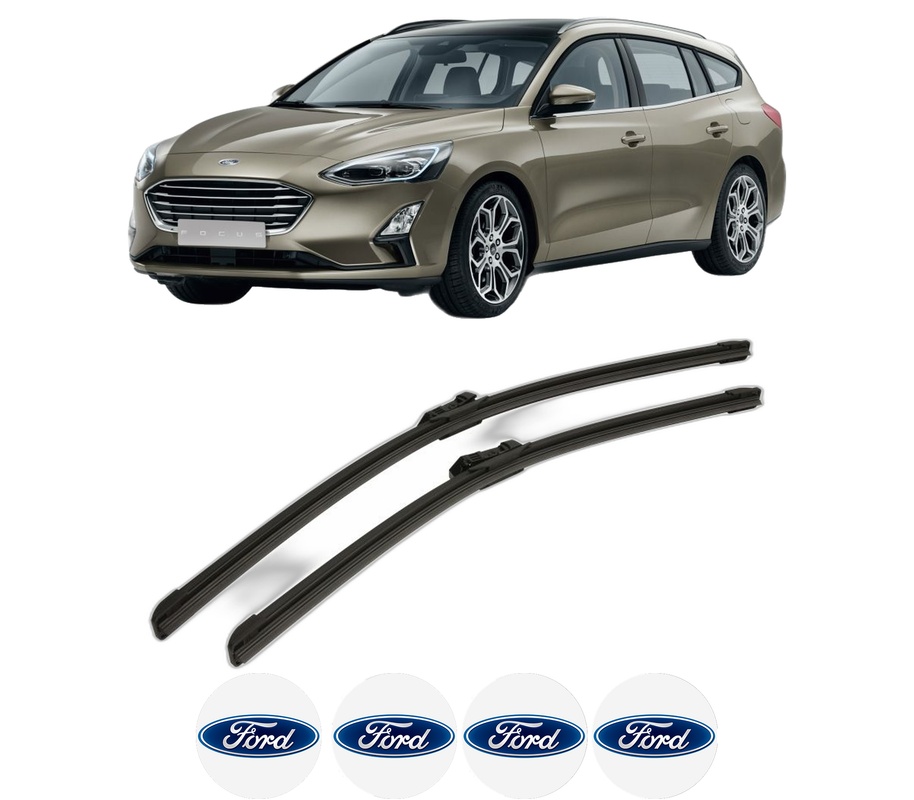 Set stergatoare auto FORD FOCUS IV Turnier (HP) din 2018-2022, pentru parbriz auto, 2 bucati, Bosch Aerotwin, din cauciuc siliconat rezistent, 4 Stickere Auto FORD
