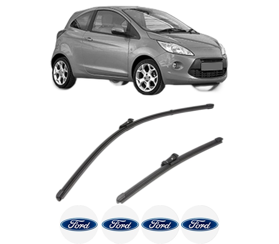 Set stergatoare auto FORD KA (RU8) din 2008-2016, pentru parbriz auto, 2 bucati, Valeo Silencio Xtrm, din cauciuc siliconat rezistent, 4 Stickere Auto FORD