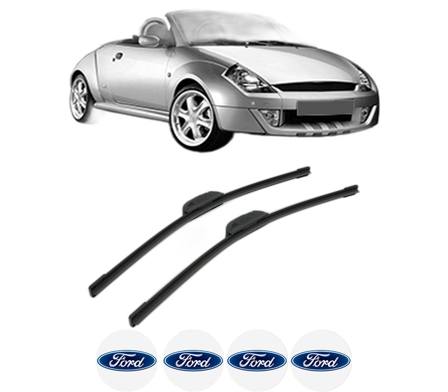 Set stergatoare auto FORD STREET KA (RL2) din 2003, pentru parbriz auto, 2 bucati, Bosch Aerotwin Retrofit, din cauciuc siliconat rezistent, 4 Stickere Auto FORD