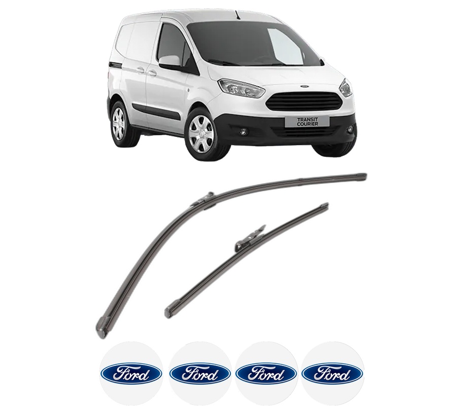Set stergatoare auto FORD TRANSIT COURIER B460 Box Body/MPV din 2014-2023, pentru parbriz auto, 2 bucati, Valeo Silencio Xtrm, din cauciuc siliconat rezistent, 4 Stickere Auto FORD