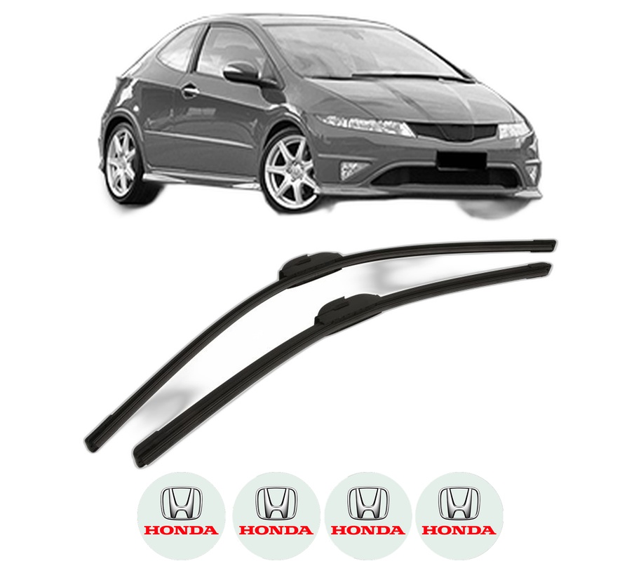 Set stergatoare auto HONDA CIVIC VIII Hatchback (FN, FK) din 2005-2008, pentru parbriz auto, 2 bucati, Bosch Aerotwin, din cauciuc siliconat rezistent, 4 Stickere Auto HONDA
