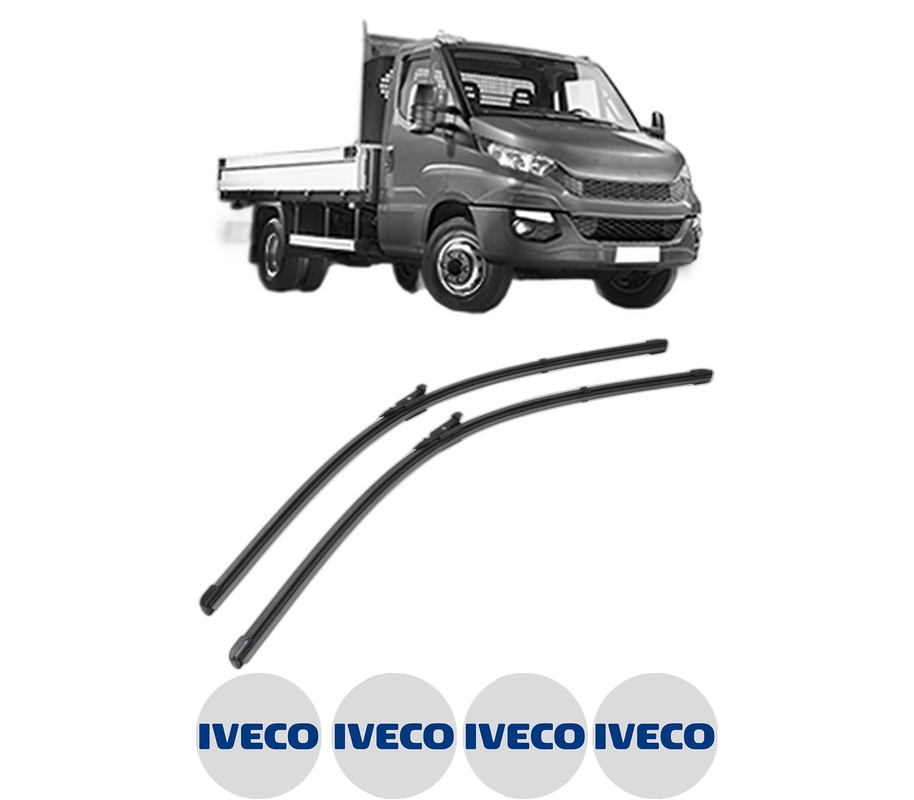 Set stergatoare auto IVECO DAILY VI Platform/Chassis din 2014-2022, pentru parbriz auto, 2 bucati, Valeo Silencio Xtrm, din cauciuc siliconat rezistent, 4 Stickere Auto IVECO