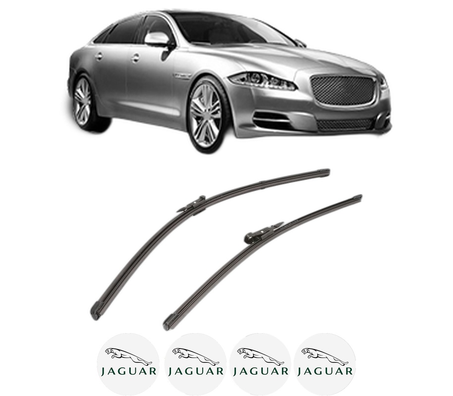 Set stergatoare auto JAGUAR XJ (X351) din 2009-2019, pentru parbriz auto, 2 bucati, Valeo Silencio, din cauciuc siliconat rezistent, 4 Stickere Auto JAGUAR