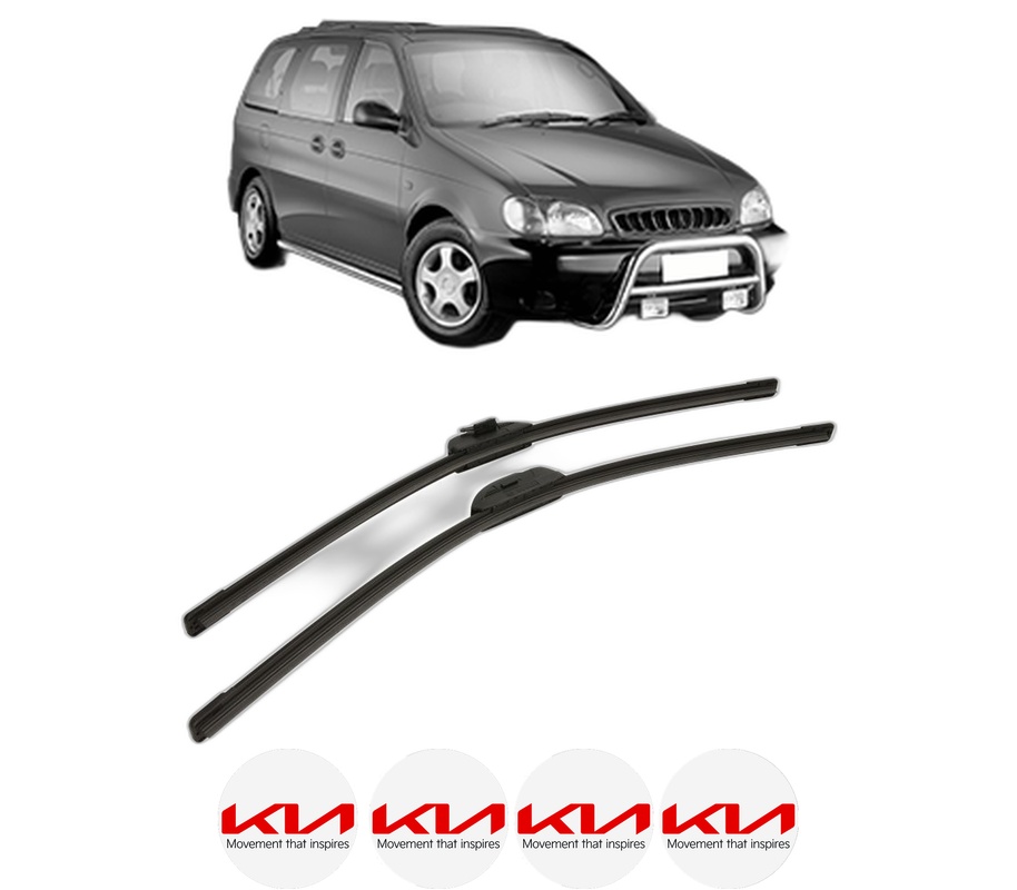 Set stergatoare auto KIA CARNIVAL II (GQ) din 2001-2006, pentru parbriz auto, 2 bucati, Bosch Aerotwin Retro Truck, din cauciuc siliconat rezistent, 4 Stickere Auto KIA