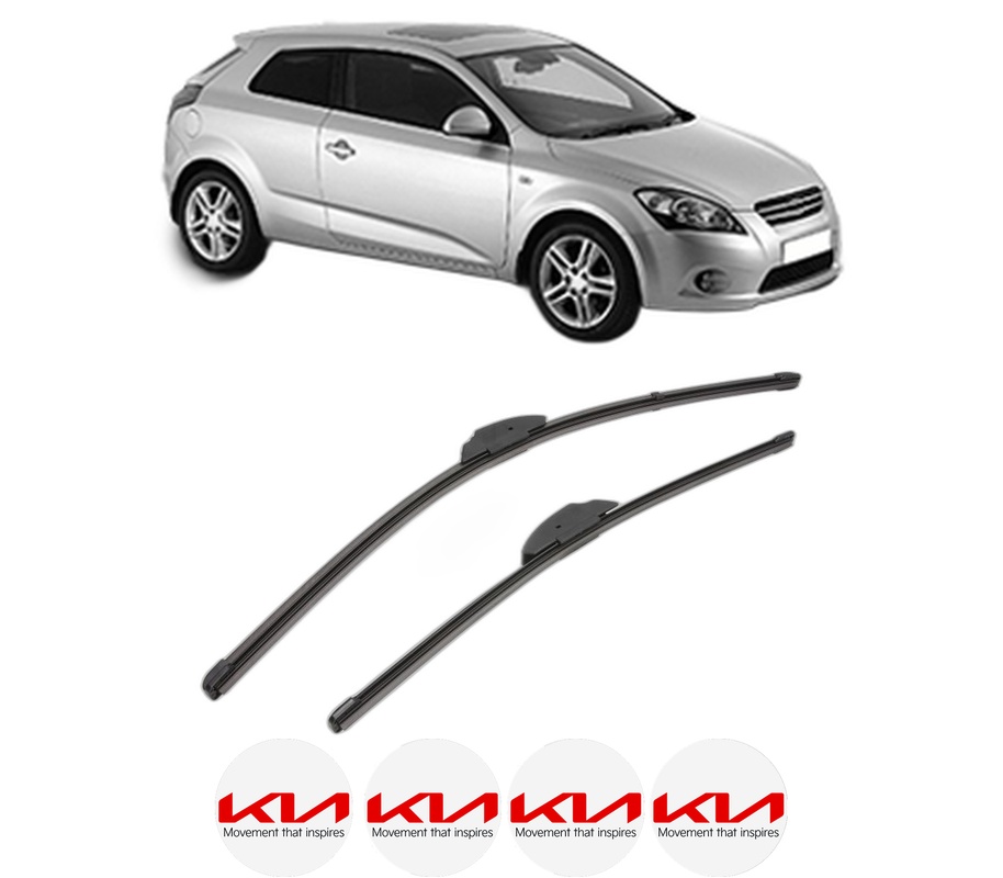 Set stergatoare auto KIA PRO CEE'D (ED) din 2008-2013, pentru parbriz auto, 2 bucati, Valeo Silencio Xtrm, din cauciuc siliconat rezistent, 4 Stickere Auto KIA