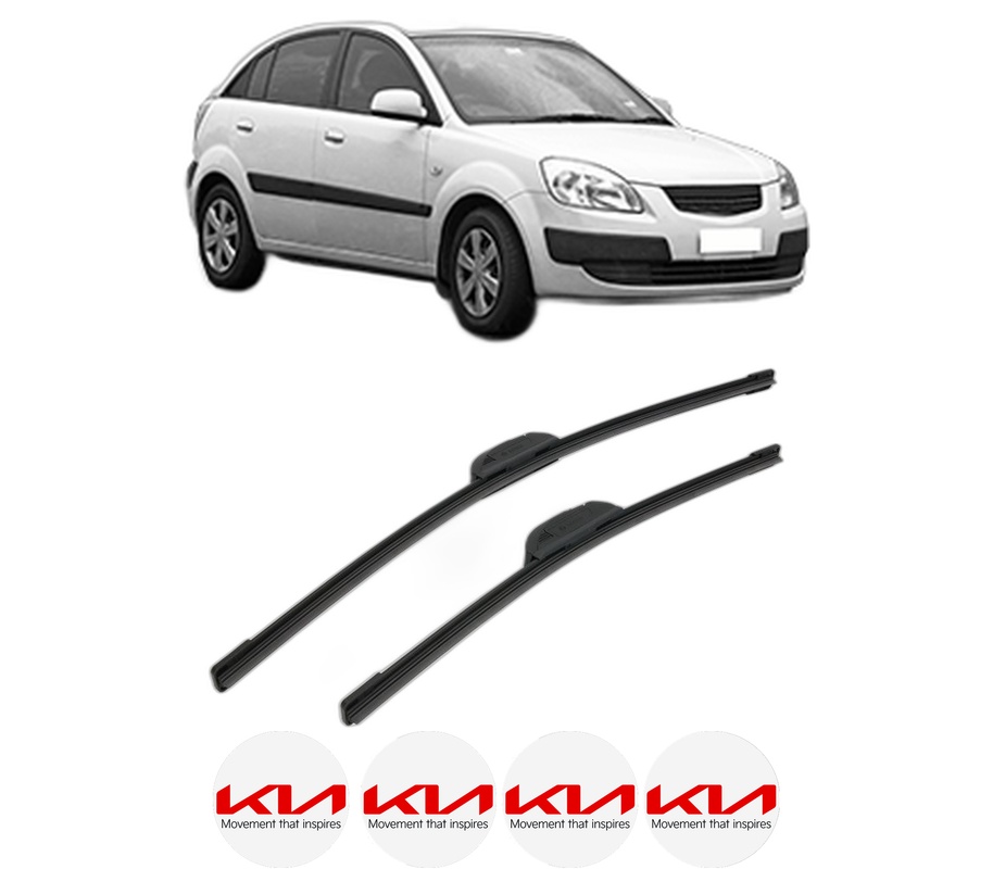 Set stergatoare auto KIA RIO II (JB) din 2005-2010, pentru parbriz auto, 2 bucati, Bosch Aerotwin Retrofit, din cauciuc siliconat rezistent, 4 Stickere Auto KIA