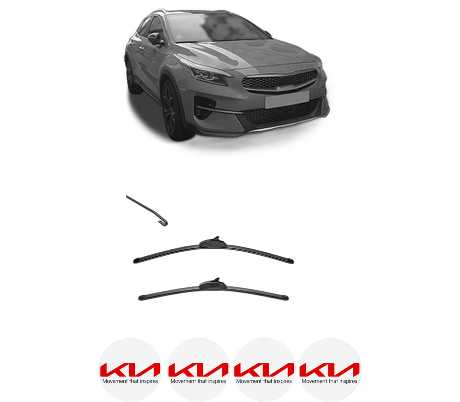 Set stergatoare auto KIA XCEED (CD) din 2019-2024, pentru parbriz auto, 2 bucati, Valeo Silencio, din cauciuc siliconat rezistent, 4 Stickere Auto KIA