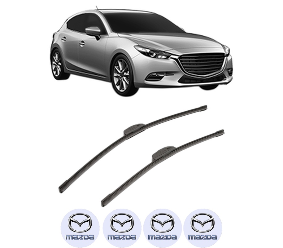 Set stergatoare auto MAZDA 3 Hatchback Van (BM) din 2015-2016, pentru parbriz auto, 2 bucati, Bosch Aerotwin Retrofit, din cauciuc siliconat rezistent, 4 Stickere Auto MAZDA