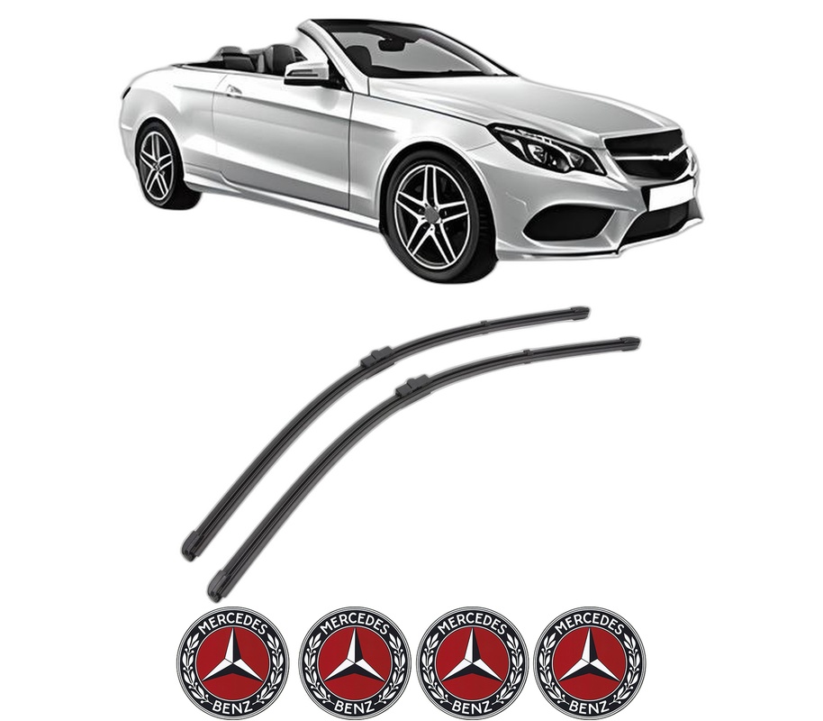 Set stergatoare auto MERCEDES-BENZ E-CLASS Convertible (A207) din 2010-2016, pentru parbriz auto, 2 bucati, Valeo Silencio Xtrm, din cauciuc siliconat rezistent, 4 Stickere Auto MERCEDES-BENZ
