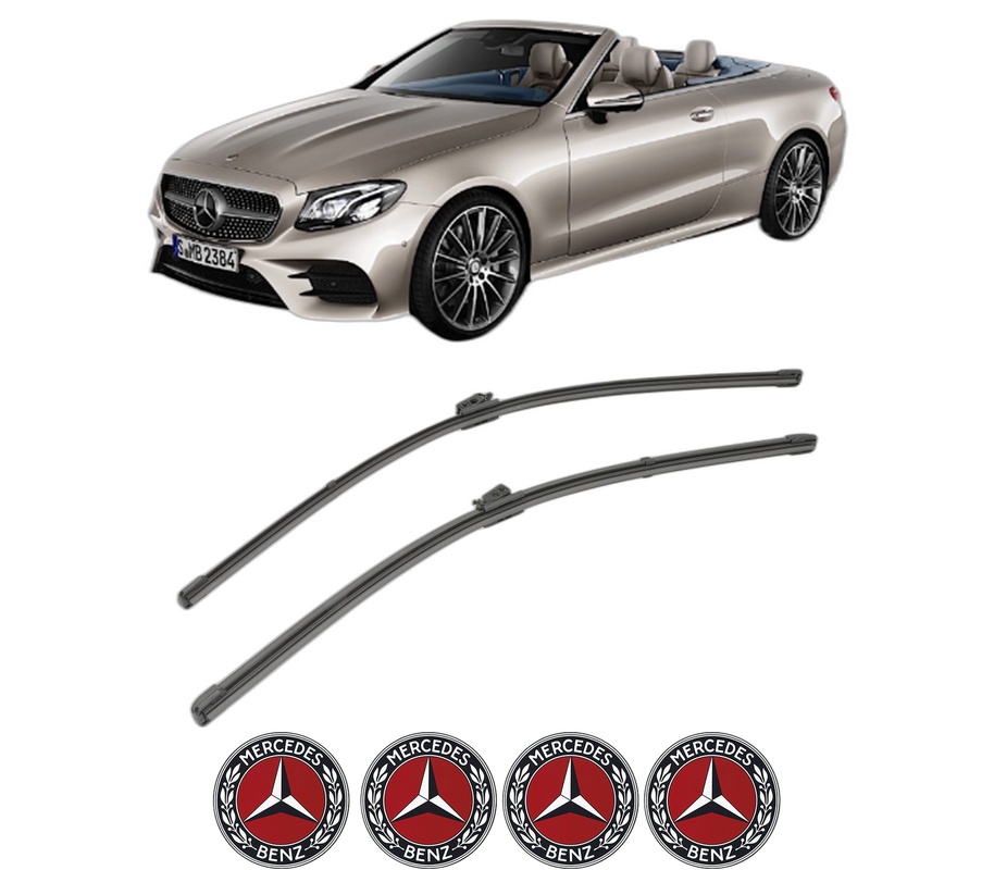 Set stergatoare auto MERCEDES-BENZ E-CLASS Convertible (A238) din 2017-2021, pentru parbriz auto, 2 bucati, Valeo Silencio, din cauciuc siliconat rezistent, 4 Stickere Auto MERCEDES-BENZ