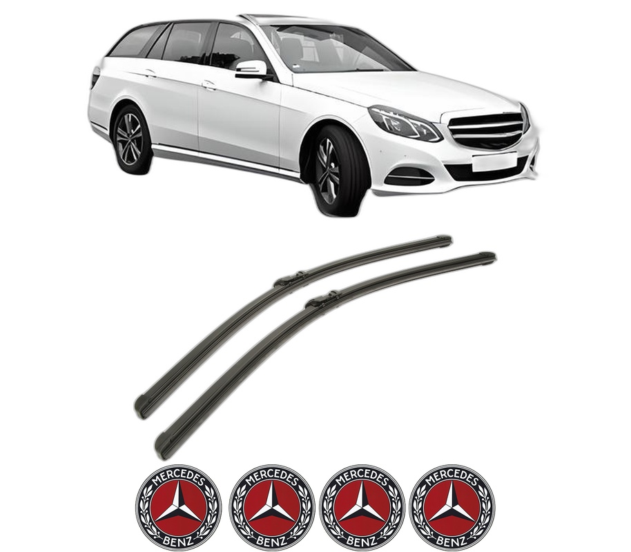 Set stergatoare auto MERCEDES-BENZ E-CLASS T-Model (S212) din 2009-2016, pentru parbriz auto, 2 bucati, Bosch Aerotwin, din cauciuc siliconat rezistent, 4 Stickere Auto MERCEDES-BENZ