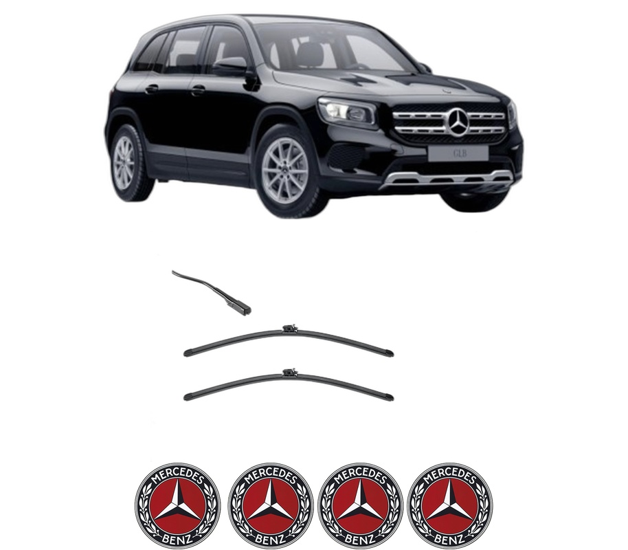 Set stergatoare auto MERCEDES-BENZ GLB (X247) din 2019-2023, pentru parbriz auto, 2 bucati, Valeo Silencio Xtrm, din cauciuc siliconat rezistent, 4 Stickere Auto MERCEDES-BENZ