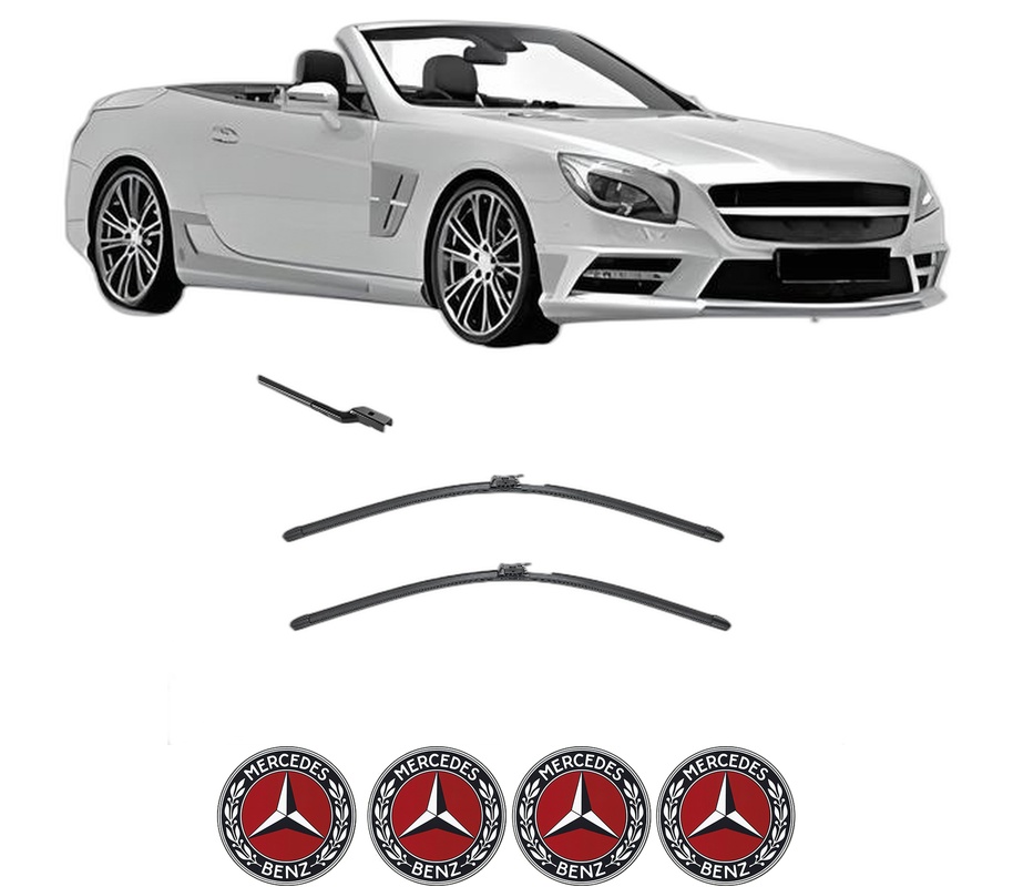 Set stergatoare auto MERCEDES-BENZ SL (R231) din 2012-2020, pentru parbriz auto, 2 bucati, Valeo AquaBlade, din cauciuc siliconat rezistent, 4 Stickere Auto MERCEDES-BENZ