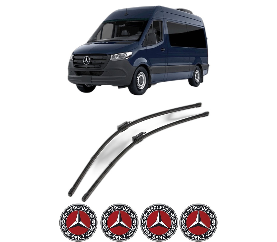 Set stergatoare auto MERCEDES-BENZ SPRINTER 3,5-t Van (B907, B910) din 2018-2025, pentru parbriz auto, 2 bucati, Valeo Silencio Xtrm, din cauciuc siliconat rezistent, 4 Stickere Auto MERCEDES-BENZ