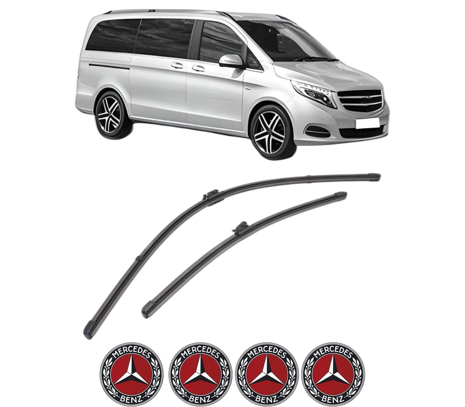Set stergatoare auto MERCEDES-BENZ VITO Mixto (Double Cabin) (W447) din 2014-2021, pentru parbriz auto, 2 bucati, Valeo Silencio Xtrm, din cauciuc siliconat rezistent, 4 Stickere Auto MERCEDES-BENZ