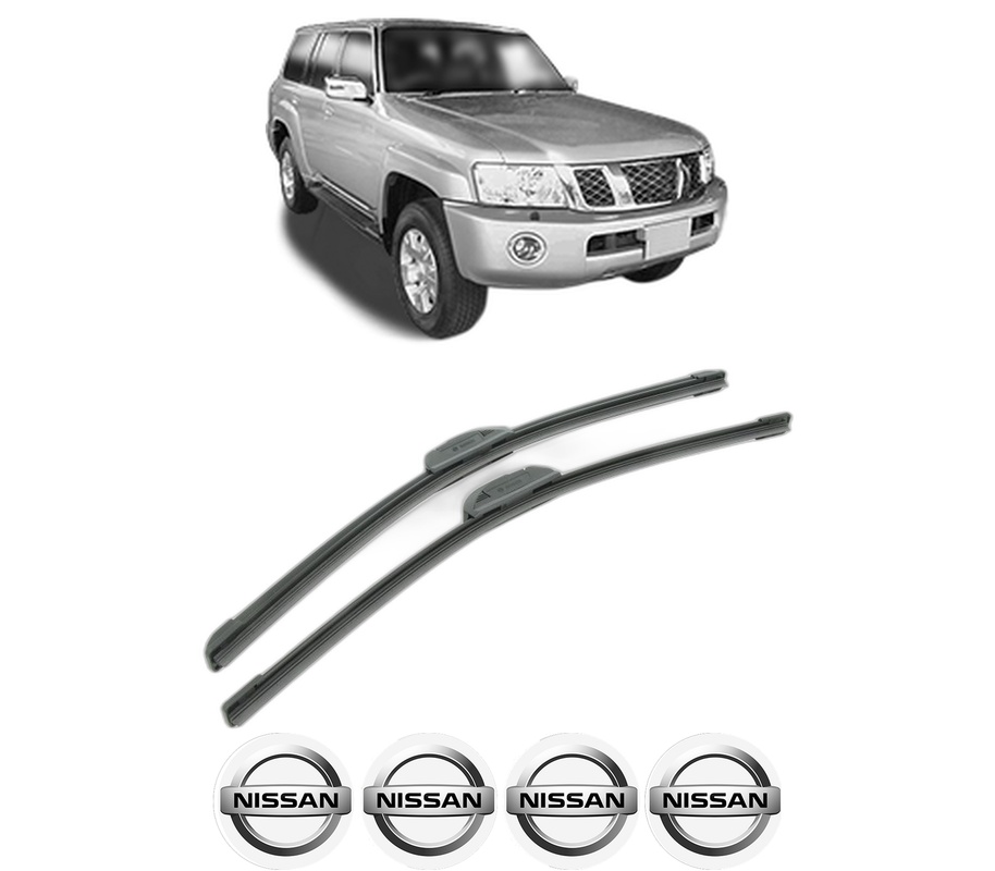 Set stergatoare auto NISSAN PATROL GR V Platform/Chassis (Y61) din 2007, pentru parbriz auto, 2 bucati, Bosch Aerotwin Retrofit, din cauciuc siliconat rezistent, 4 Stickere Auto NISSAN
