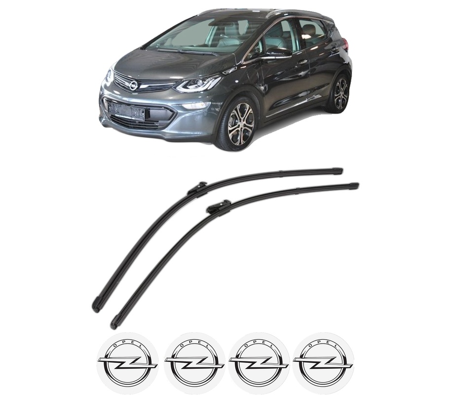 Set stergatoare auto OPEL AMPERA-E (F17) din 2017-2019, pentru parbriz auto, 2 bucati, Valeo Silencio Xtrm, din cauciuc siliconat rezistent, 4 Stickere Auto OPEL