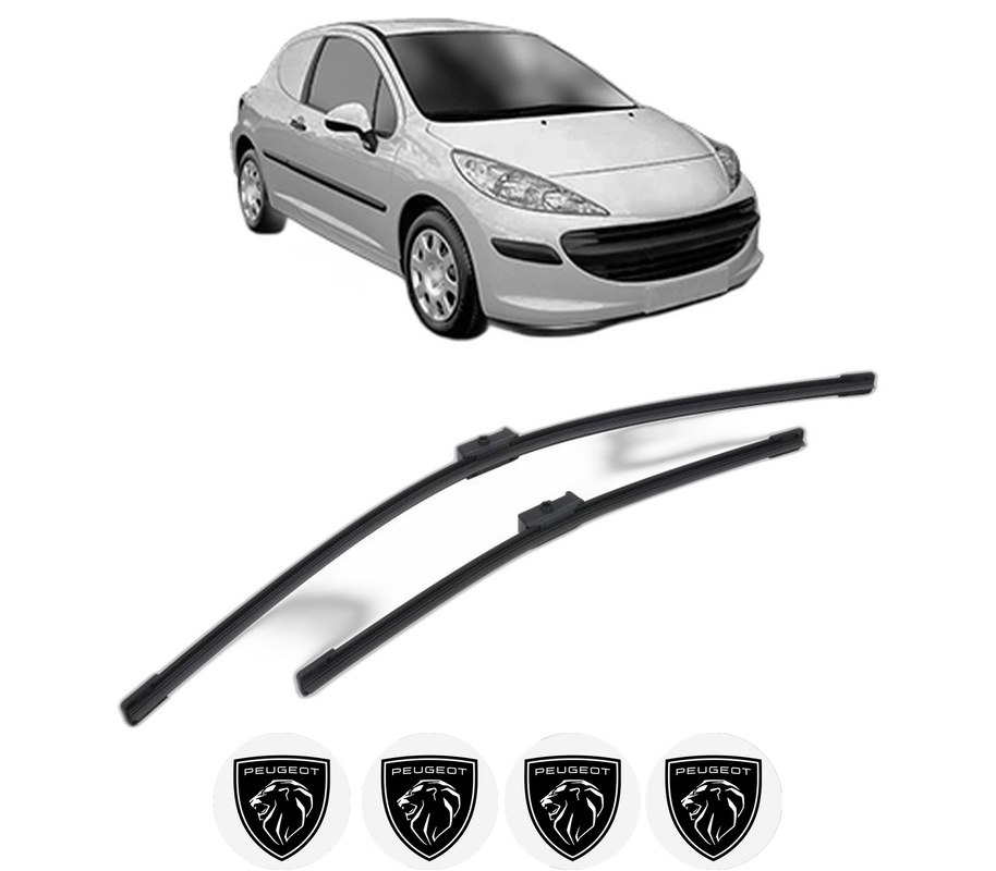 Set stergatoare auto PEUGEOT 207 Hatchback Van (WA_, WC_) din 2007-2012, pentru parbriz auto, 2 bucati, Bosch Aerotwin, din cauciuc siliconat rezistent, 4 Stickere Auto PEUGEOT
