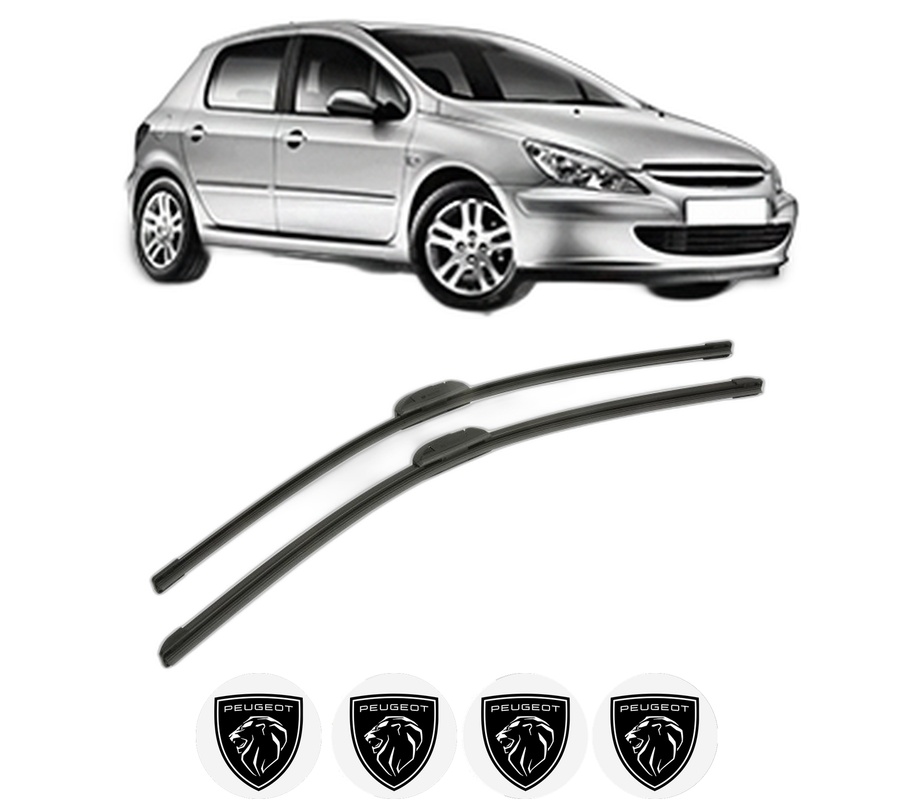 Set stergatoare auto PEUGEOT 307 (3A/C) din 2000-2012, pentru parbriz auto, 2 bucati, Bosch Aerotwin Retrofit, din cauciuc siliconat rezistent, 4 Stickere Auto PEUGEOT