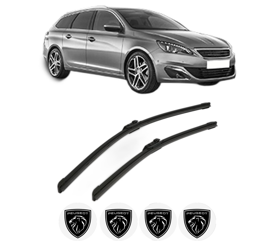 Set stergatoare auto PEUGEOT 308 SW II (LC_, LJ_, LR_, LX_, L4_) din 2014-2021, pentru parbriz auto, 2 bucati, Bosch Aerotwin, din cauciuc siliconat rezistent, 4 Stickere Auto PEUGEOT