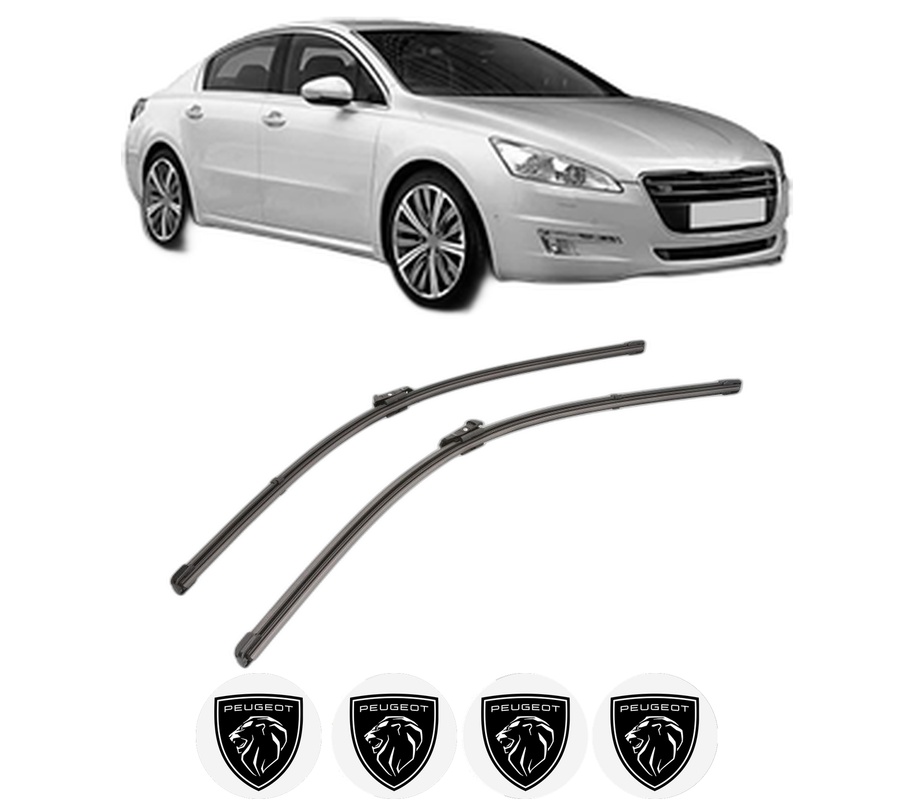 Set stergatoare auto PEUGEOT 508 I (8D_) din 2010-2018, pentru parbriz auto, 2 bucati, Valeo Silencio Xtrm, din cauciuc siliconat rezistent, 4 Stickere Auto PEUGEOT