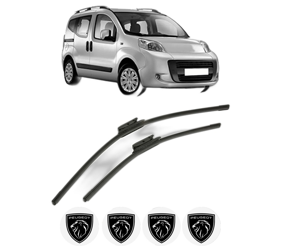 Set stergatoare auto PEUGEOT BIPPER TEPEE din 2008-2010, pentru parbriz auto, 2 bucati, Bosch Aerotwin, din cauciuc siliconat rezistent, 4 Stickere Auto PEUGEOT