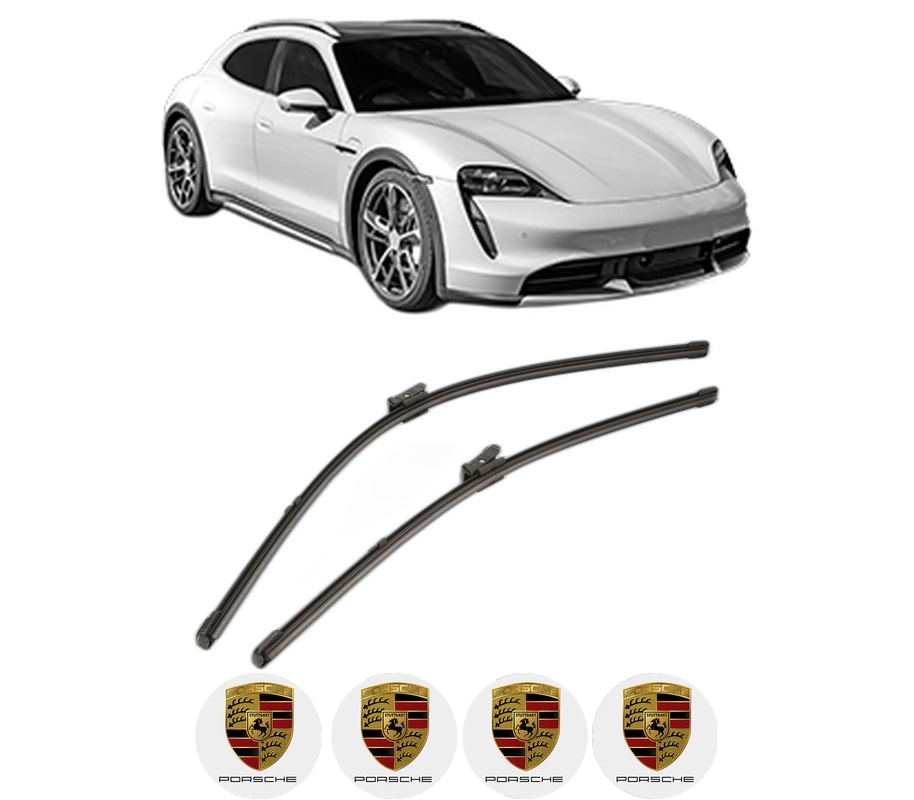 Set stergatoare auto PORSCHE TAYCAN Cross Turismo (Y1B) din 2020-2023, pentru parbriz auto, 2 bucati, Valeo Silencio Xtrm, din cauciuc siliconat rezistent, 4 Stickere Auto PORSCHE