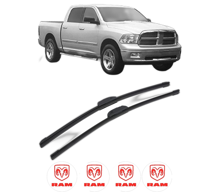 Set stergatoare auto RAM 1500 Crew Cab Pickup (DS) din 2013-2018, pentru parbriz auto, 2 bucati, Bosch Aerotwin Retrofit, din cauciuc siliconat rezistent, 4 Stickere Auto RAM