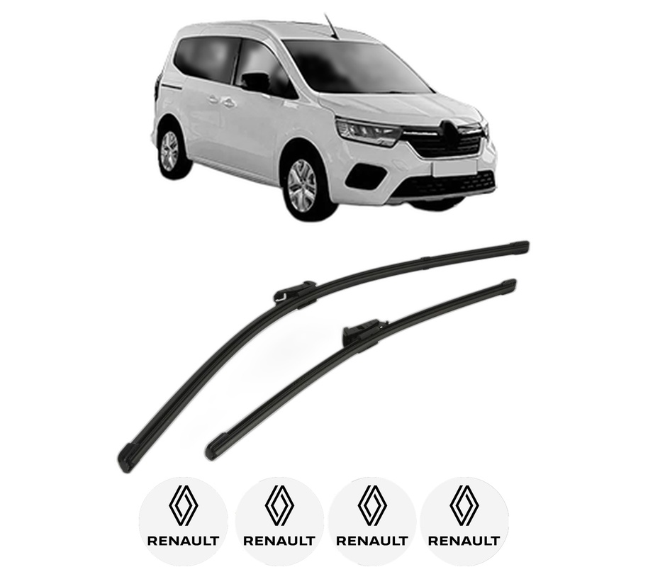 Set stergatoare auto RENAULT KANGOO III Box Body/MPV din 2021-2022, pentru parbriz auto, 2 bucati, Valeo Silencio, din cauciuc siliconat rezistent, 4 Stickere Auto RENAULT