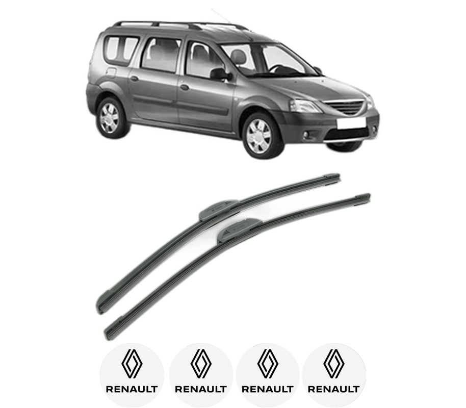 Set stergatoare auto RENAULT LOGAN I Estate (KS_) din 2007-2015, pentru parbriz auto, 2 bucati, Bosch Aerotwin Retrofit, din cauciuc siliconat rezistent, 4 Stickere Auto RENAULT