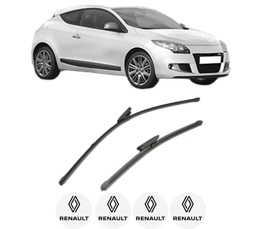 Set stergatoare auto RENAULT MEGANE III Coupe (DZ0/1_) din 2008-2016, pentru parbriz auto, 2 bucati, Valeo Silencio Xtrm, din cauciuc siliconat rezistent, 4 Stickere Auto RENAULT